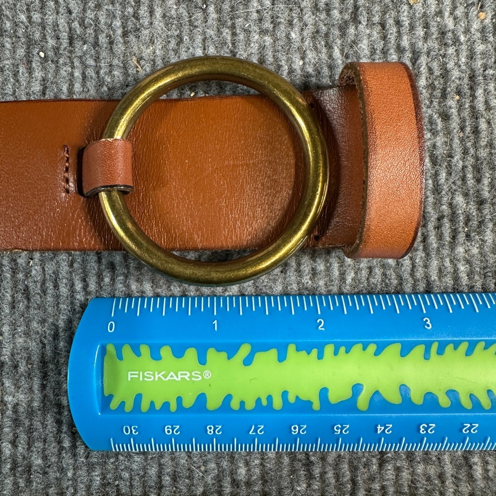 Banana Republic Cognac Brown Cow Leather O-Ring Buckle Belt Womens Size M - Picture 3 of 15